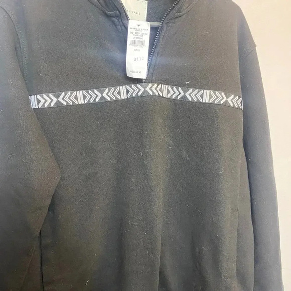 NWT American Eagle Outfitters Quarter Zip Sweatshirt Oversized Fit Black Size S - Picture 2 of 6